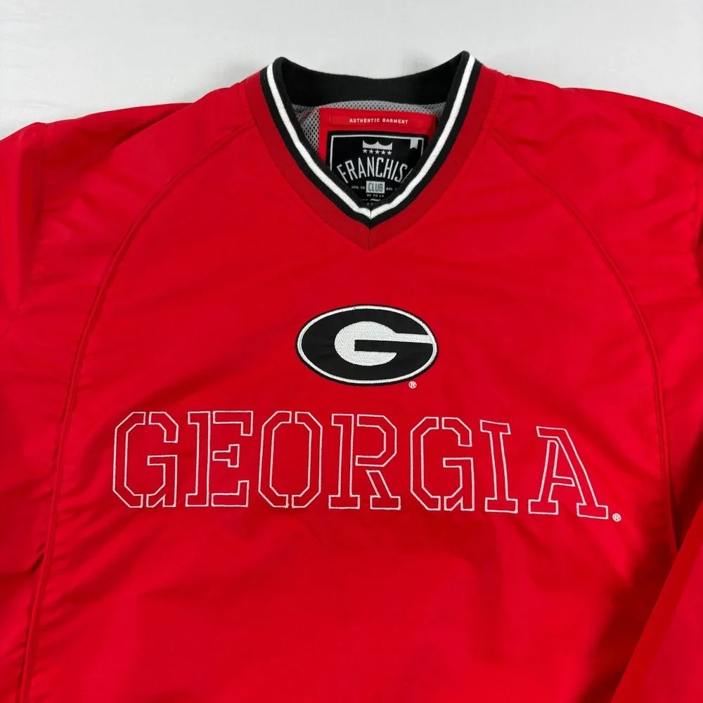 Georgia‎ Bulldogs Jacket Mens Large Red Windbreaker Pullover Embroidered NCAA
